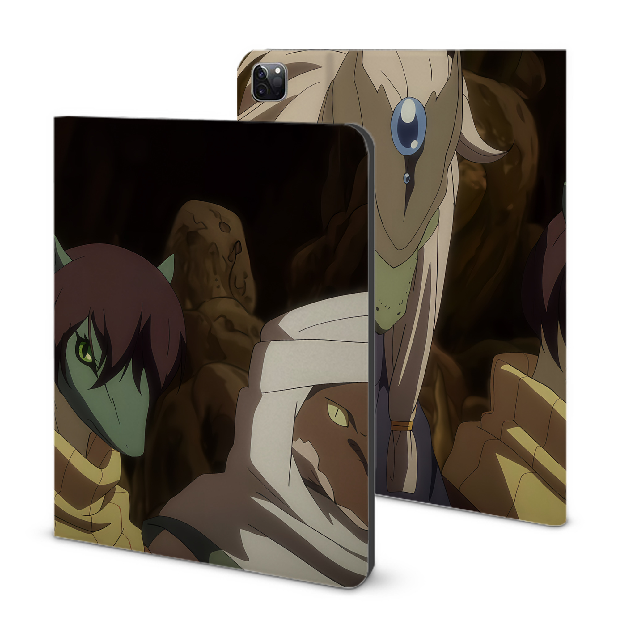 （画像用） 転スラ Regarding Reincarnated to Slime IPad ケース ブック型 PUレザー TPU 耐衝撃 軽量 薄型 ペン収納なし 全面保護 IPad 各モデル対応